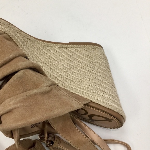 Sam Edelman Camel Tan Suede Awan Sandal Block Heel Espadrille Size 9 - Picture 11 of 13